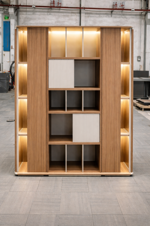 NGR165-23 Modern Office Bookshelf 3-Part with Storage – 2.6M