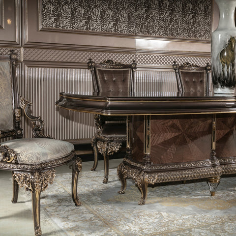 VENEDIK Classic Dining Set with Bar Cabinet