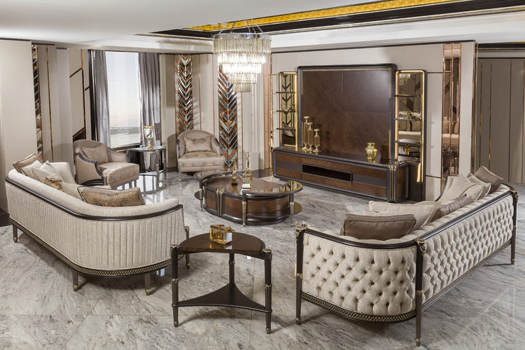 VICTORIA Luxury Sofa Set (3+3+1+1) with Coffee Tables