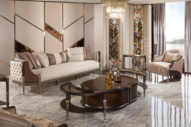 VICTORIA Luxury Sofa Set (3+3+1+1) with Coffee Tables