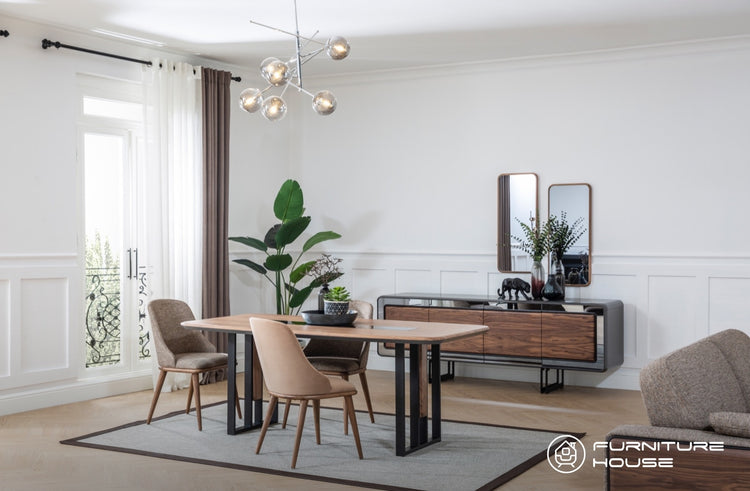 MOZART Modern Dining Set with Console & Mirror