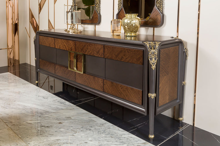 VICTORIA Modern Dining Set with Bar Cabinet – 8 Seater