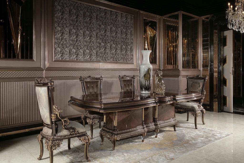 VENEDIK Classic Dining Set with Bar Cabinet