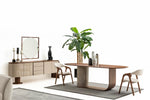 Modern Walnut Dining Set with Console, Mirror & TV Stand