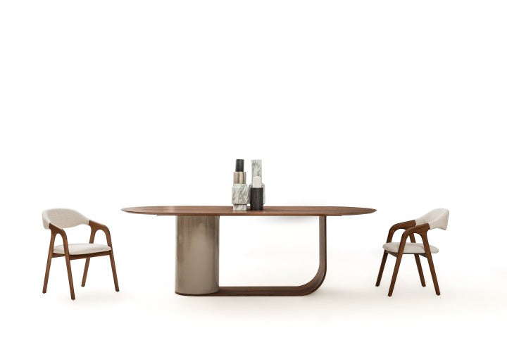 Modern Walnut Dining Set with Console, Mirror & TV Stand