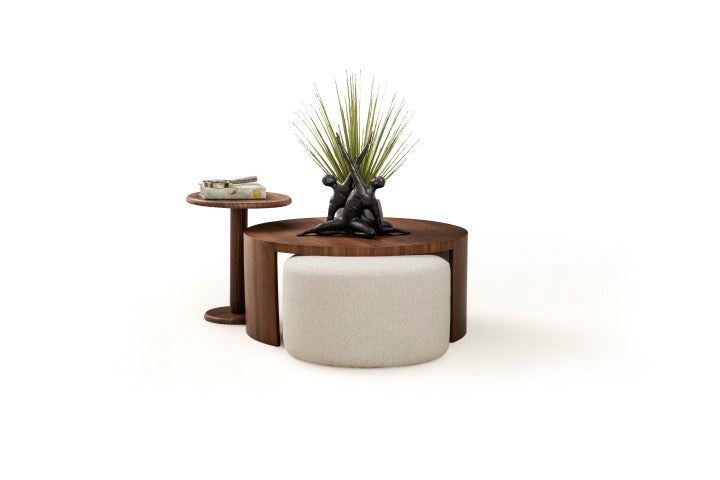 Modern Walnut Dining Set with Console, Mirror & TV Stand