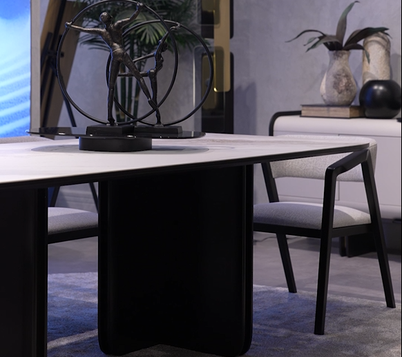 MARTIAL Modern Dining Set with Console & Mirror