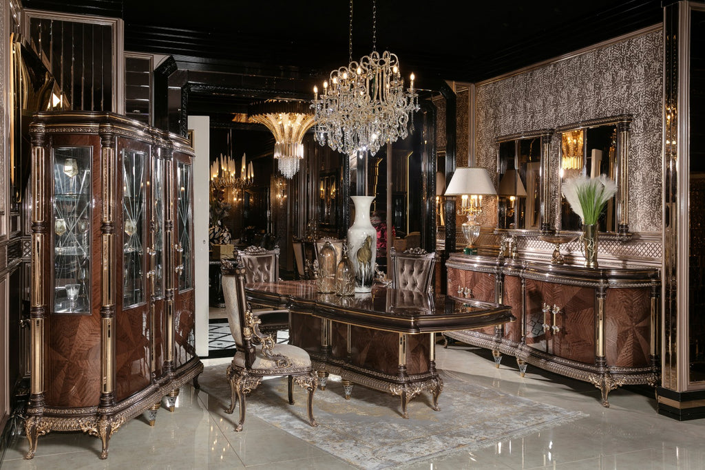 VENEDIK Classic Dining Set with Bar Cabinet