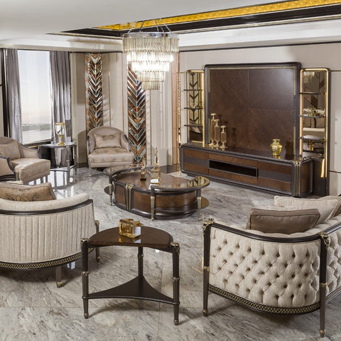 VICTORIA Luxury Sofa Set (3+3+1+1) with Coffee Tables