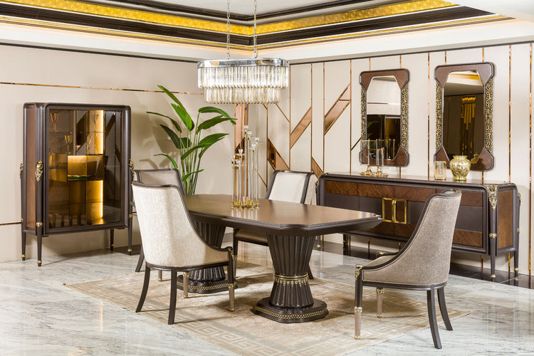 VICTORIA Modern Dining Set with Bar Cabinet – 8 Seater