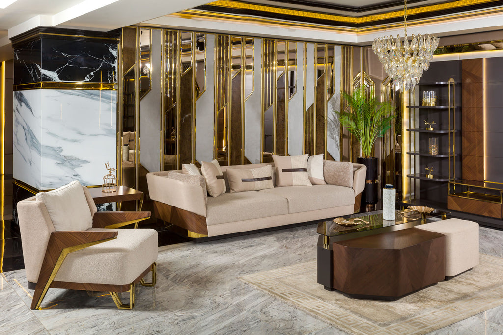 VIVALDI Luxury Sofa Set (3+3+1+1) with Coffee Tables