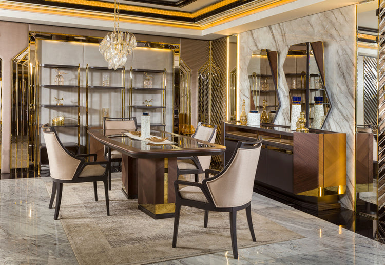 VIVALDI Luxury Dining Set with 8 Chairs & Display Cabinet