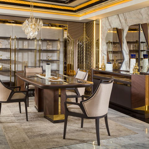 VIVALDI Luxury Dining Set with 8 Chairs & Display Cabinet